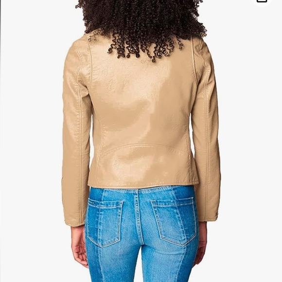 Blank NYC Blank NYC-Natural Vegan Leather Moto Jacket Light beige Small NWT - Picture 3 of 8